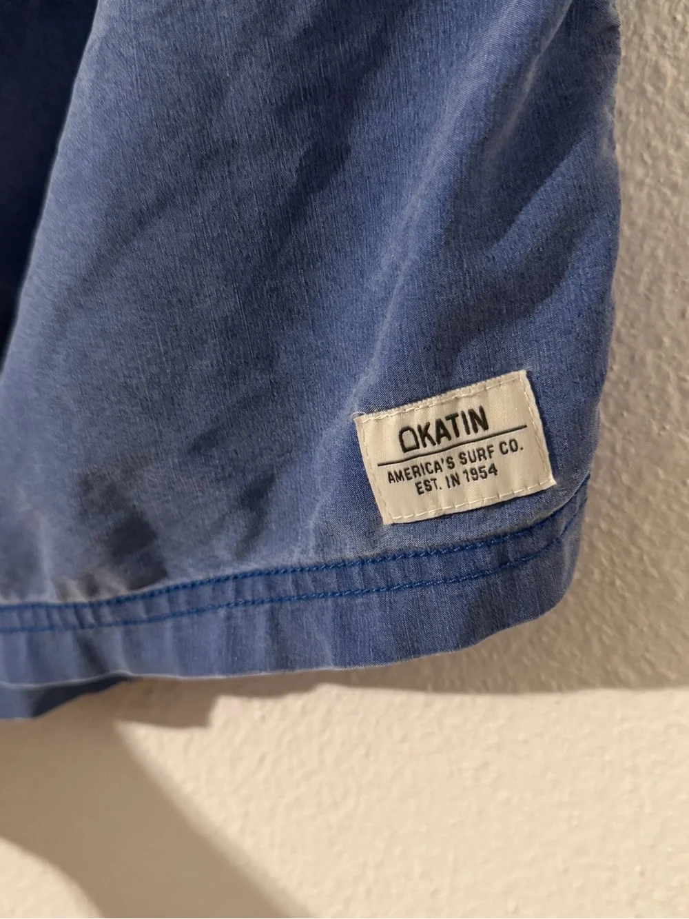 Katin Blue and Charcoal Two-Tone Drawstring Swim Shorts Size 34